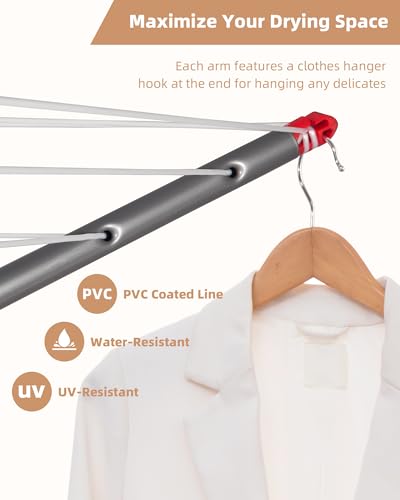 Storage Maniac 12-Line Outdoor Umbrella Clothesline Dryer Rack, 164ft Capacity