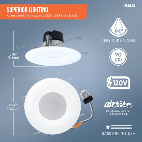 6 Pack LED Recessed Can Light Trim - 3000K Dimmable 600lm for 6 Inch Housings