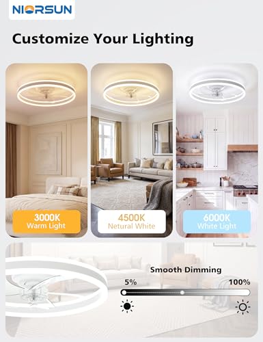 White 20-Inch RGB Ceiling Fan with Light and Remote - Smart Fandelier