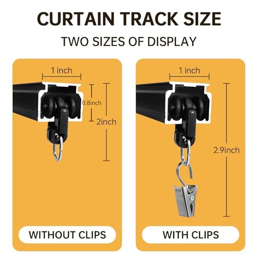 MaKefeile 12ft Black Ceiling Curtain Track Wall Mount Room Divider Rail