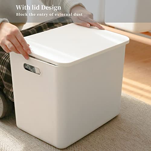 Plastic Storage Baskets with Lids 6-Pack Large & Small Organizers for Shelves, Drawers, Home & Office - 4XL+2L