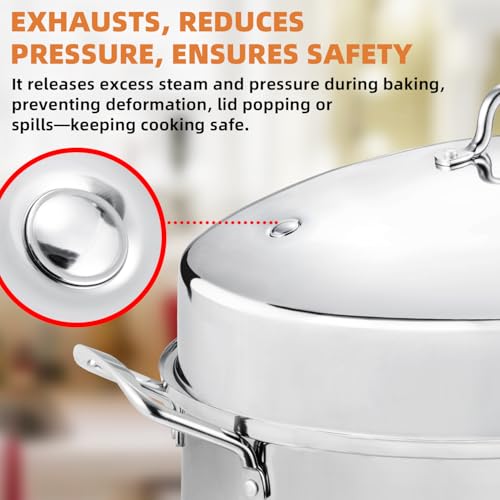 22-Inch Large Roasting Pan with Rack and Lid - Oval Heavy-Gauge Stainless Steel
