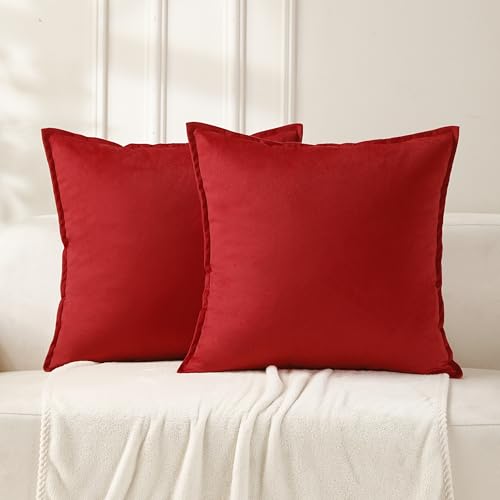 VAKADO Christmas Red Throw Pillow Covers Velvet 20x20 Set of 2