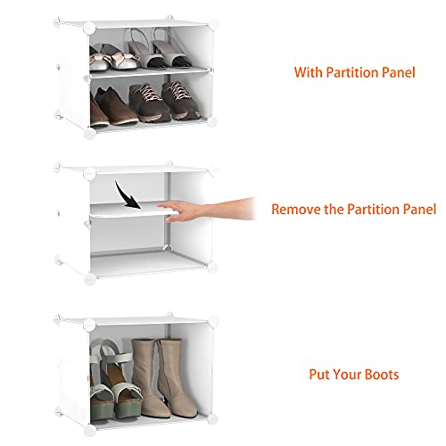 White 24-Pair Modular Shoe Rack Organizer - 6 Tier Closet Storage
