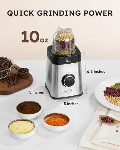 Sangcon 5-in-1 Blender Food Processor Set with Large & Small Cups, 2 Blades, Chopper, 40 oz Capacity