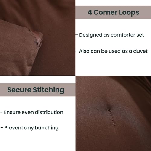 Earthy Brown Comforter Set Twin Size - All-Season Lightweight Bedding with Pillowcase