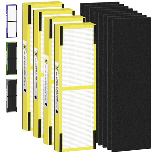 Yellow Pulluty HEPA Filter B Replacement Pack for G-Guardian Air Purifiers - 4 HEPA + 8 Carbon Pre-Filters