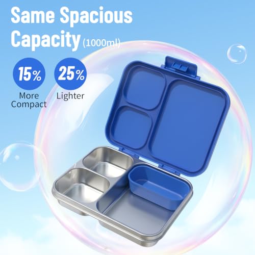 LOHASOK Stainless Steel Lunch Box 34oz Blue Kids Safe Food-Grade Container