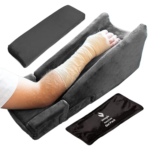 Zomaple Charcoal Grey Arm Elevation Pillow Set with Gel Pack for Wrist & Elbow Recovery
