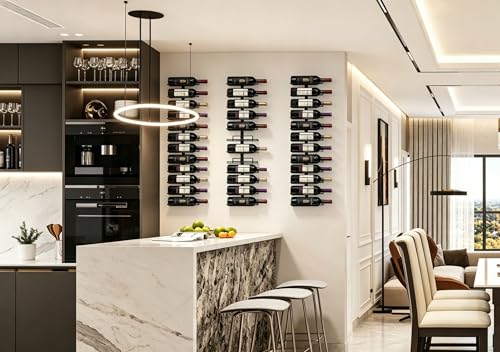 WINLIFNIC Black Wall Mount Wine Rack - Holds 24 Bottles, Modern Vertical Design