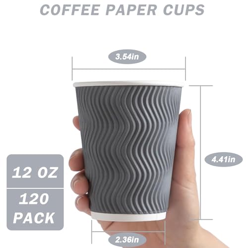 Clawsoff 120 Pack 12 oz Coffee Cups Disposable Insulated Paper Cup