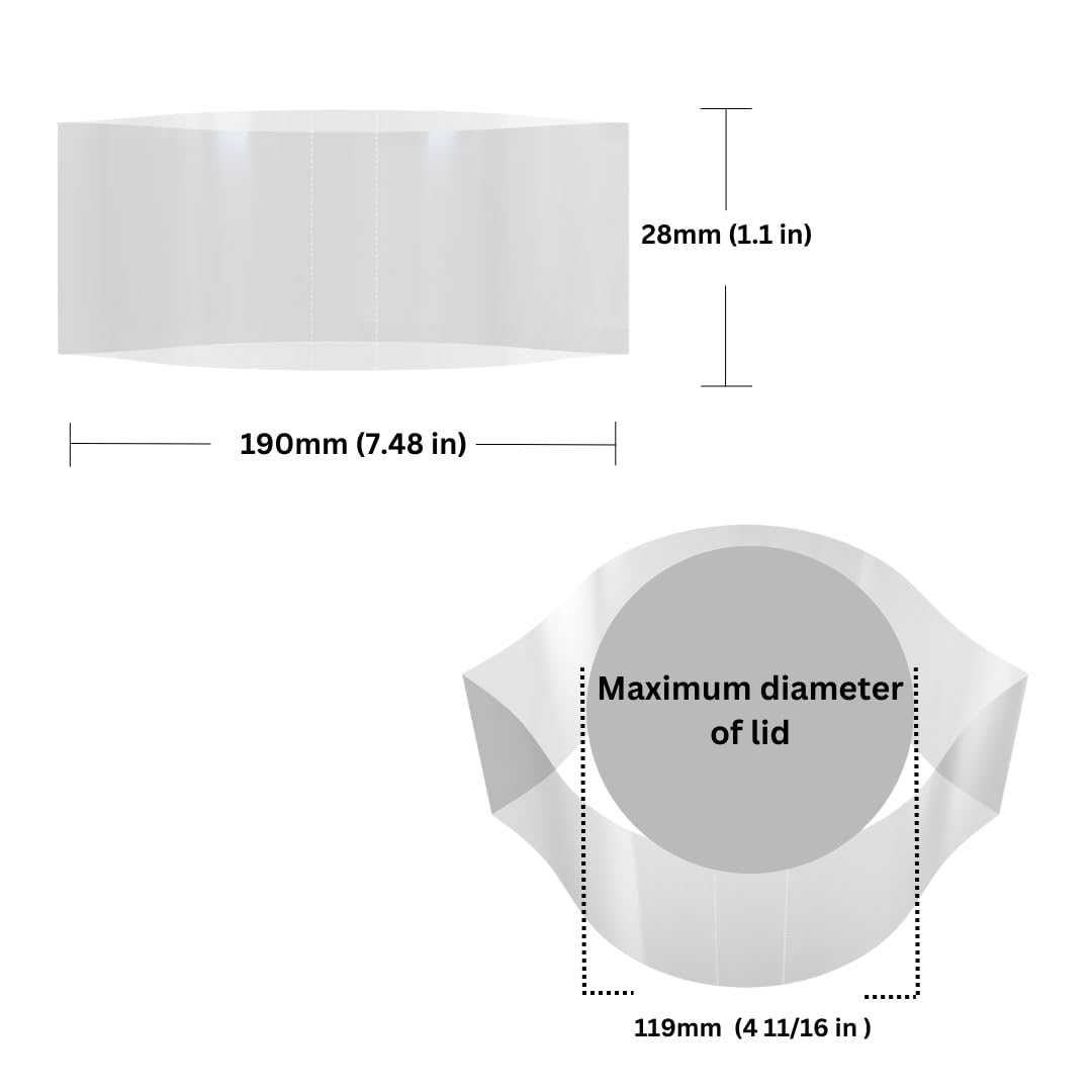 Supplement and Supply 190 x 28 mm Clear Perforated Shrink Band for Deli Tubs, Food Storage Containers & Large Plastic Canisters [Cap Diameter: 4 11/16"] Pack of 1,000