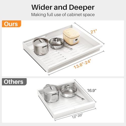 White 2-Pack Expandable Pull Out Cabinet Organizer for Framed Cabinets, 13.6-24" Wide & 21" Deep