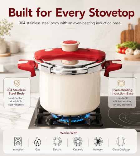 MICHELANGELO Stovetop Pressure Cooker Stainless Steel, 8.5 qt, 304