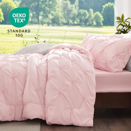 BEDELITE Baby Pink Queen Comforter Set Fluffy Soft Bedding - Elegant Floral Design