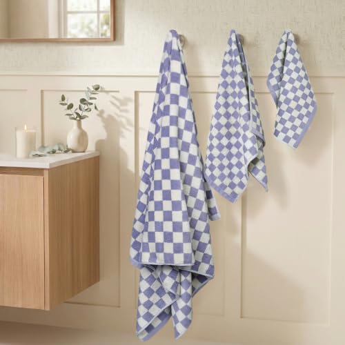 Checkered Cotton Towel Set - 12 Pieces with 4 Colors, Bathroom & Spa Decor