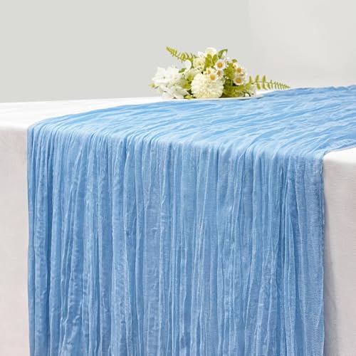 Baby Blue Cheesecloth Table Runner 10FT for Wedding Baby Shower Rustic Decor