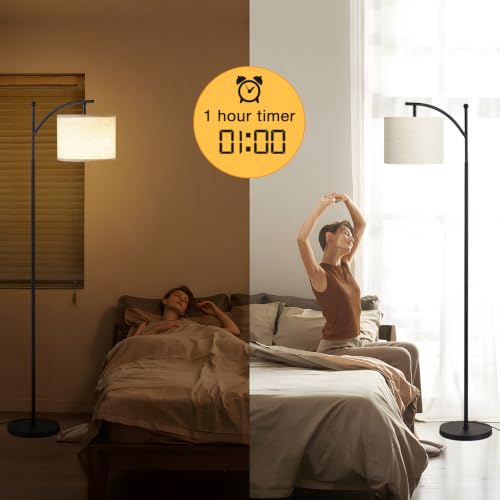Beige & Black 61-Inch Dimmable Floor Lamp with Remote – Adjustable Brightness & Color