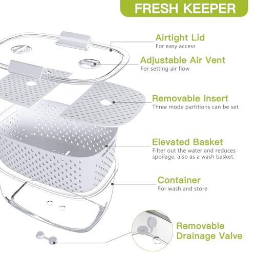 White Clear Vegetable and Fruit Storage Containers 3-Piece Set BPA-Free Fridge Organizer