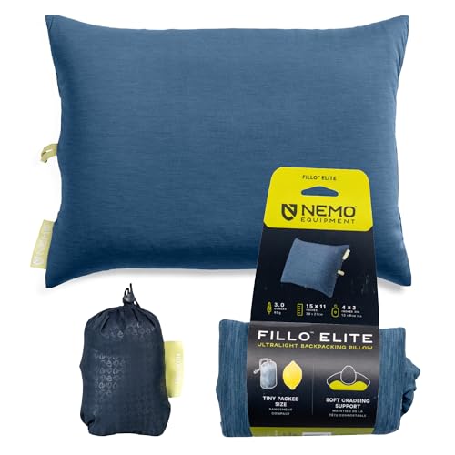 NEMO Fillo Elite Camping Pillow - Blue Horizon & Citron, Lightweight & Packable