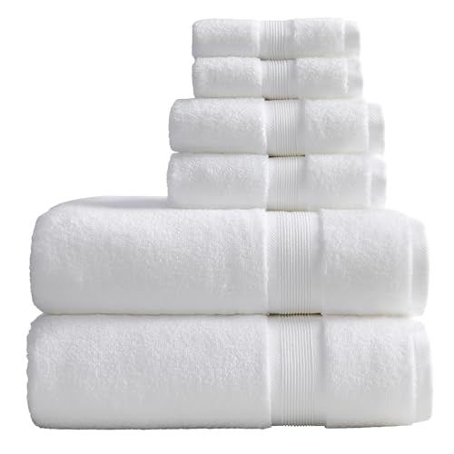 Springtree Home Luxury Bamboo Rayon Bath Towel Set - Bright White 6-Piece