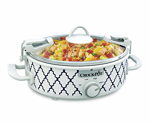 Crock-Pot 2.5 Quart Casserole Slow Cooker - White/Blue, Compact & Easy to Use