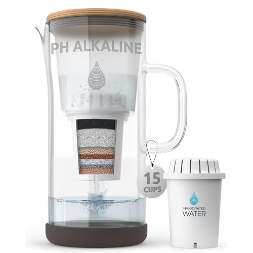 Invigorated Water pH Restore Glass Water Filter Pitcher 15-Cups, Variation 95
