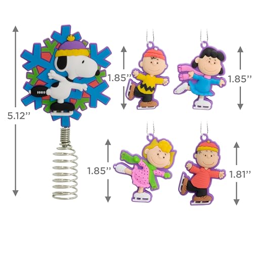 Hallmark Peanuts Mini Christmas Tree Topper & Ornaments Set of 5 - Ice Skating Characters