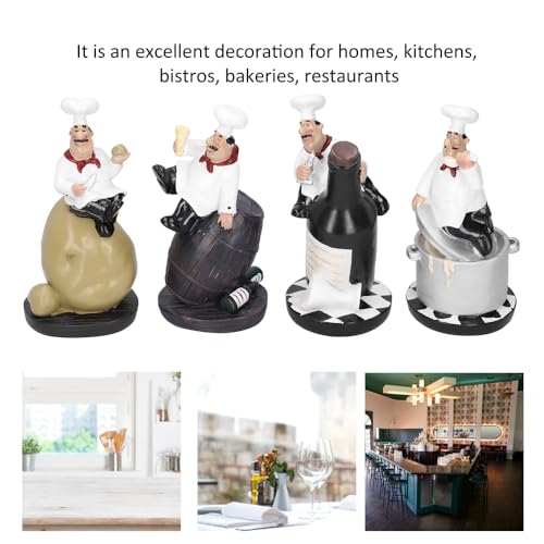 Chef Figurine Set - Rustic Kitchen Decor Statue Gift for Cabinet & Counter
