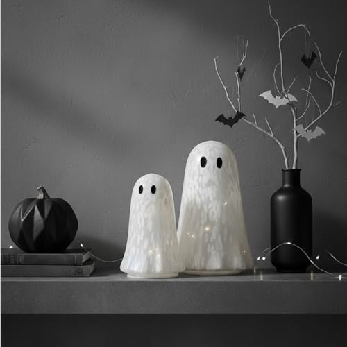 Ghost Halloween Confetti Glass Table Lights - 2 Sizes, Spooky Decor - Variation: Ghost