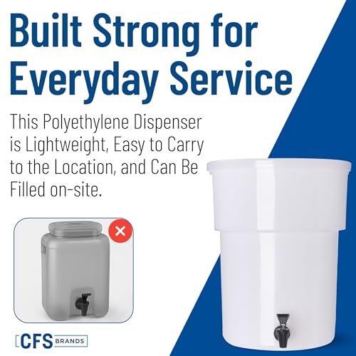 5 Gallon White Plastic Beverage Dispenser with Spigot - Modern Design, Leak-Proof, Catering Use