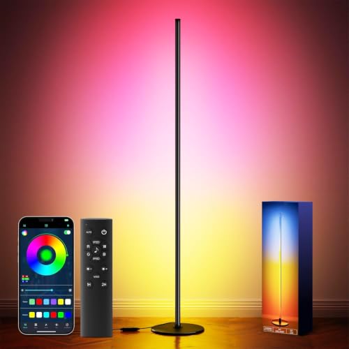 RGB+IC Corner Floor Lamp with App & Remote Control - Obsidian Black