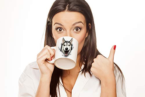 Winston & Bear Happy Husky Dog Mug - 11oz Ceramic Funny Coffee Mug - Great Gift for Dog Lovers - Novelty Present for Men & Women