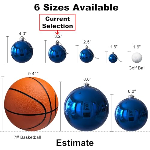 Royal Blue Christmas Balls 3.2 Inch - Set of 18 Shatterproof Holiday Ornaments