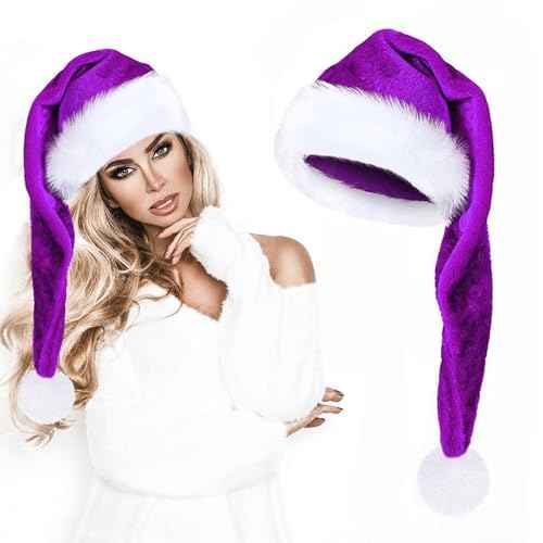 Christmas hat Long Santa Hat, Adults Deluxe Xmas Christmas Hat for Christmas Theme Festive Holiday Party Supplies