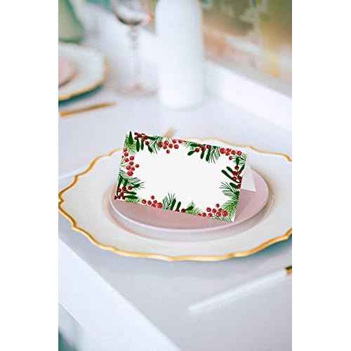 Place Cards for Christmas Party, Editable Name Cards, Seating for Tables, Tent Style for Wedding, Dinner Party or Any Occasion, Easy Folding, Pack of 25 Escort Cards (A20)
