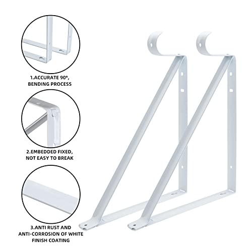 HOME MASTER HARDWARE 10 Pack White Closet Rod Brackets 11x9.5in Heavy Duty