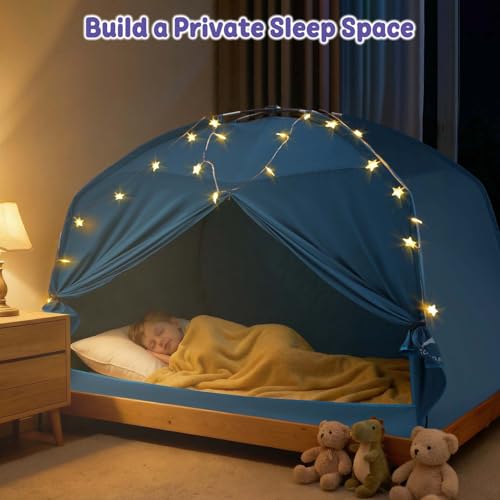 Twin Bed Tent for Kids - Blue Indoor Canopy Privacy Tent for Sleep & Relaxation