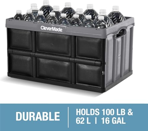 Obsidian 62L Collapsible Storage Bins - 3 Pack Heavy Duty Stackable Containers