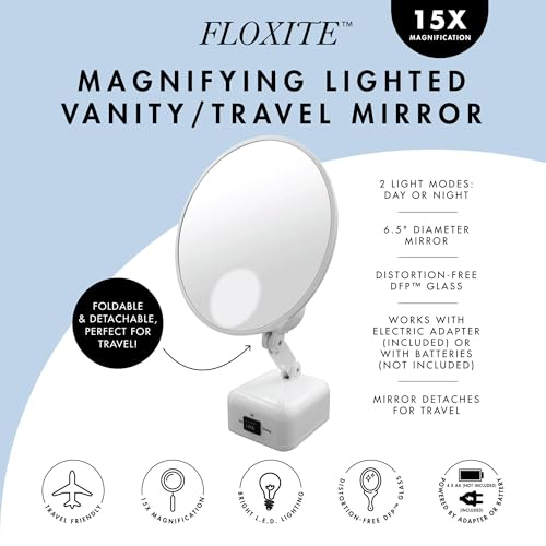 15X LED Lighted Magnifying Mirror with Brights for Makeup & Grooming