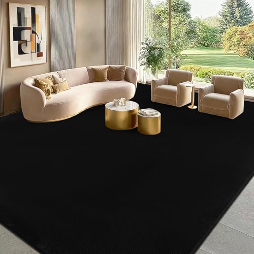 qulint Black Rug for Living Room, 8x10 Area Rugs Bedroom Soft Non Slip