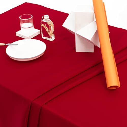60x102 inch Red Rectangular Tablecloth - 210 GSM Polyester, Waterproof & Wrinkle-Resistant for Parties