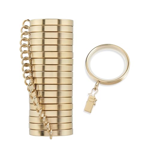 MODE Cambria 2-Inch Diameter Brushed Gold Curtain Rings - Set of 18, Large 2"