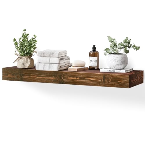 Floating Shelves 48 x 7 x 3 Inch Fireplace Mantel Brown - Heavy-Duty Wall Shelf
