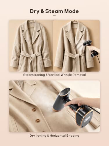 Handheld Clothes Steamer with Vacuum & Auto Sensor - Wrinkle Removal