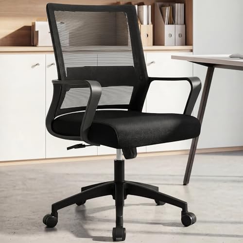 Neo Chair Office Mesh Desk Chair Black Wide Seat Adjustable Mid-Back
