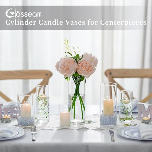 Clear Glass Cylinder Vases Set of 24 with 2.6-Inch Diameter - Wedding & Centerpiece Decor