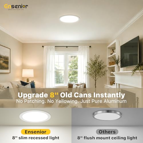 Ensenior 12 Pack 8 Inch LED Recessed Ceiling Light, 5CCT, 1600LM 18W