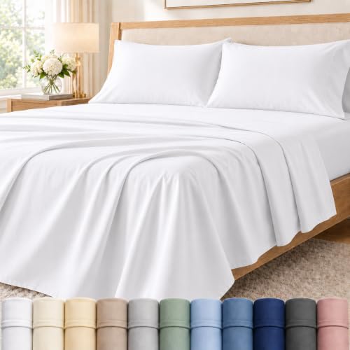 Queen Size Egyptian Cotton Sheets Set 400TC White - CHATEAU HOME COLLECTION