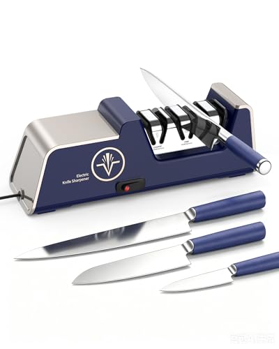 Gold 3-Stage Electric Knife Sharpener with Diamond Abrasives